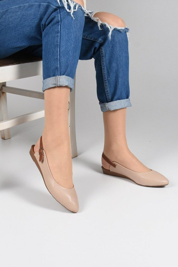 Potinonline 107 Kası Arkası Açık Tokalı Düz Babet - 8