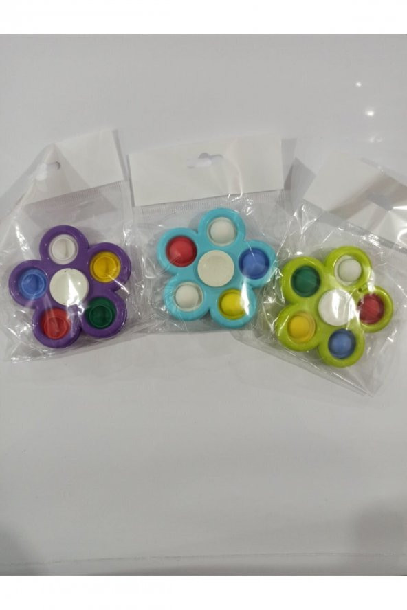 Pop It Dimple Digits Fidget Spinner Stres Çarkı 5 Popitli 8 Cm Çap - 1