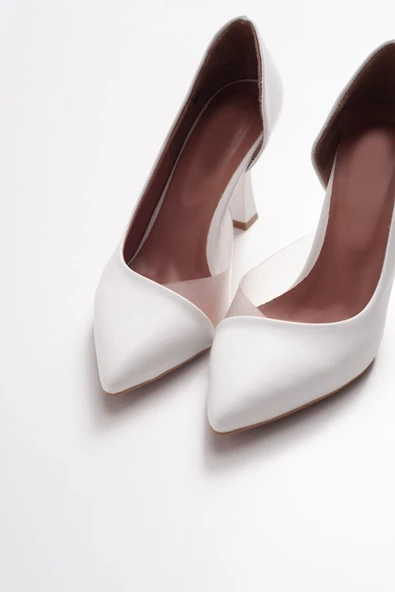 Potinonline 0653 Kadın Yanı Şeffaf Açık Stiletto Topuklu Ayakkabı - 8