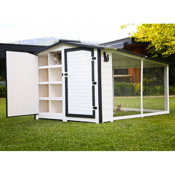 Mandu Bahçeli Kedi Apartmanı (Kedi Evi) Mama Kapları Hediye - 5