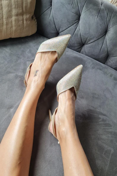 036 3100 Topukla Kadın Taşlı Abiye Ayakkabı - Resim 12