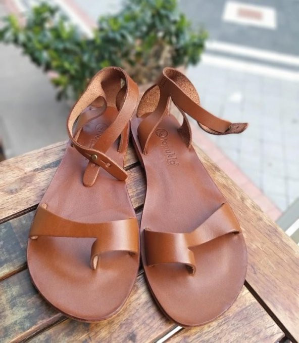 2055 Topukla Kadın Deri Sandalet - 11