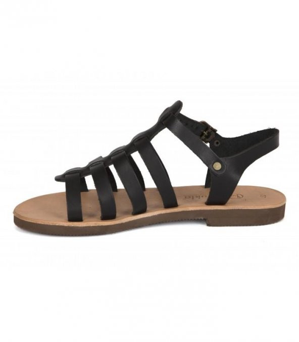 5006 Topukla Kadın Deri Sandalet - 5