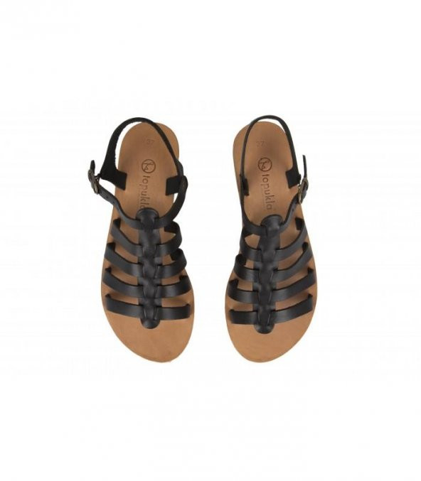 5006 Topukla Kadın Deri Sandalet - 9