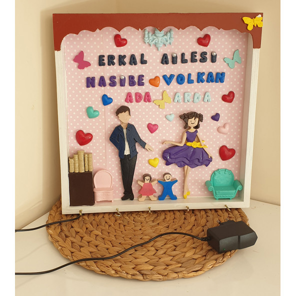 Kişiye Özel Işıklı Ahşap Anahtarlık - 3
