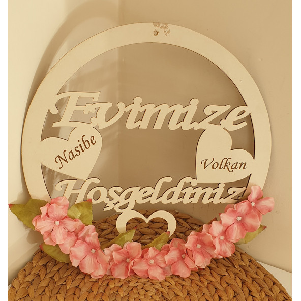Kişiye Özel Evimize Hoşgeldiniz Ahşap Kapı Süsü - 2