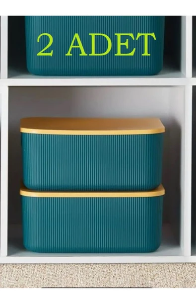 2 Adet Yeşil Storage 13 Lt Dekoratif Dolap Düzenleyici Kutu Hobi Oyuncak Ayakkabı Saklama Kabı - 3