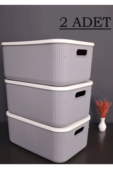 2 Adet Gri 13 Lt Oyuncak Saklama Hobi Kutusu Storage Düzenleyici Kapaklı Saklama Kutusu Anaokulu - 2