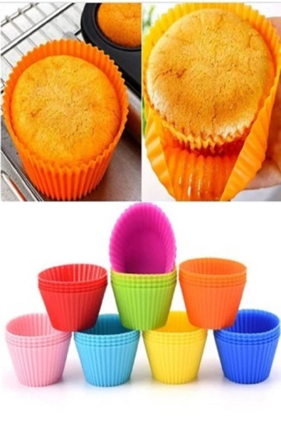 Renkli Silikon 6'lı Kek Ve Muffin Kalıbı