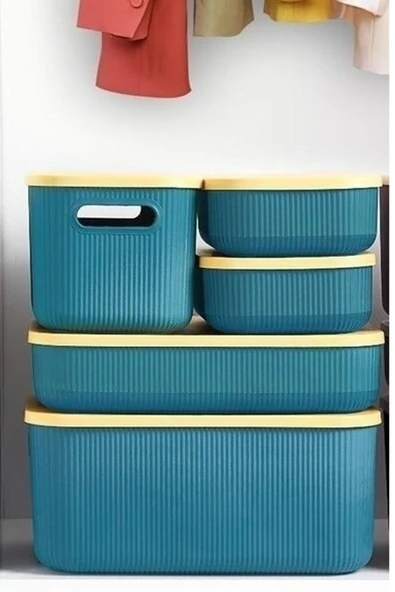 1 Adet 13 Lt Yeşil Kapaklı Çok Amaçlı Dolap Içi Düzenleyici Kutu Dekoratif Saklama Kutusu - 5