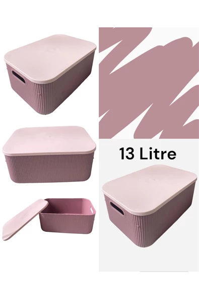 1 Adet Storage 13 Lt Mor Çok Amaçlı Dolap Içi Düzenleyici Kapaklı Kutu, Dekoratif Saklama Kutusu