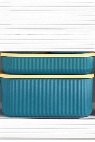 1 Adet 13 Lt Yeşil Kapaklı Çok Amaçlı Dolap Içi Düzenleyici Kutu Dekoratif Saklama Kutusu - 4