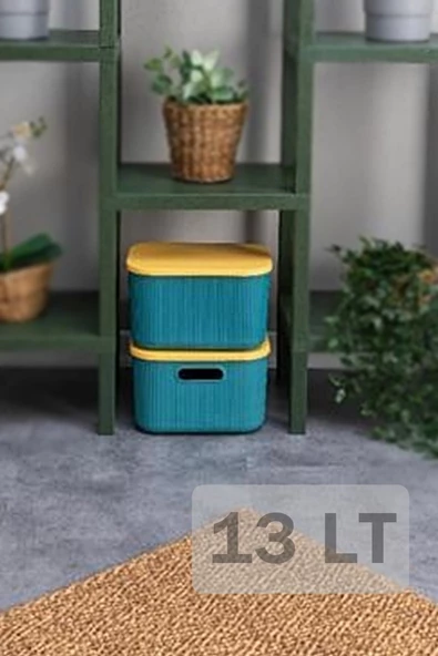 1 Adet 13 Lt Yeşil Kapaklı Çok Amaçlı Dolap Içi Düzenleyici Kutu Dekoratif Saklama Kutusu - 3