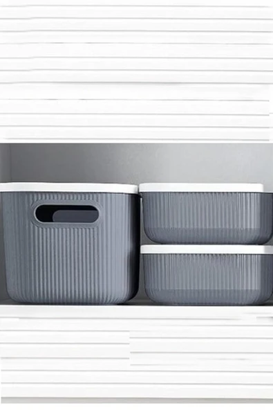 1 Adet Storage 6 Lt Gri Dolap Düzenleyici Kapaklı Kutu Dekoratif Hobi Oyuncak Saklama Kutusu - 2