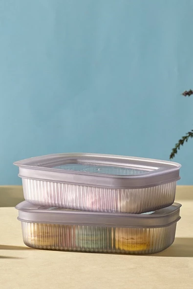 2'li Kapaklı Kahvaltılık Çerez Meyve Saklama Kabı 600 ml Çerezlik Peynir Zeytin Saklama Kutusu