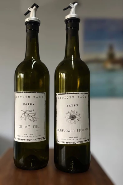 2 Adet 750 ml Paris Yeşil Damlatmaz Çift Kademeli Sosluk Yağlık Ve Sirke Seti - 2
