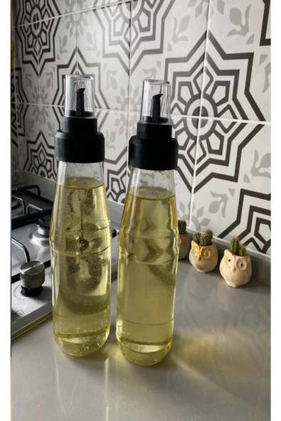 2 Adet Damlatmaz Cam Yağlık Sirke Şişeşi 720 ml - Sızdırma Akıllı Yağdanlık - Resim 3
