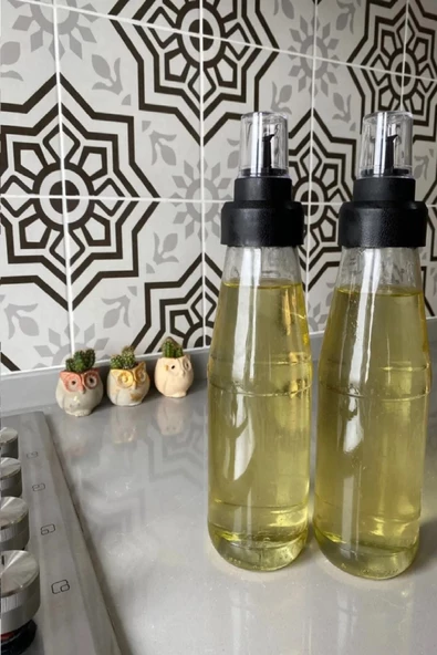 2 Adet Damlatmaz Cam Yağlık Sirke Şişeşi 720 ml - Sızdırma Akıllı Yağdanlık - Resim 2