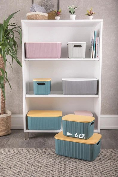 2 Adet Storage 6 Lt Yeşil Çok Amaçlı Dolap Içi Düzenleyici Kapaklı Kutu Saklama Kutusu - 3