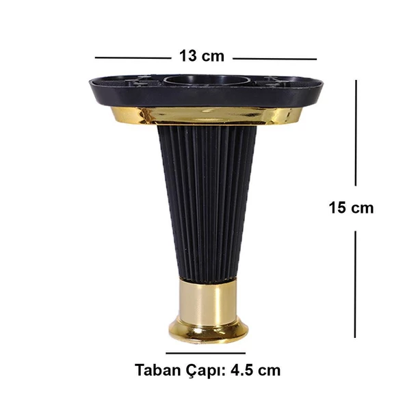 Mobilya Kanepe Puf Sehpa Ayağı Siyah Gold Baza Ayak 15 Cm (4 ADET) - 3