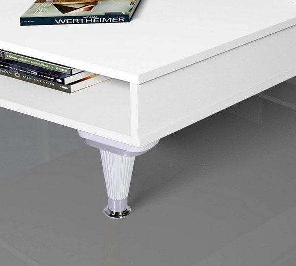 Mobilya Kanepe Puf Sehpa Ayağı Beyaz Krom Baza Ayak 15 Cm (4 ADET) - 4