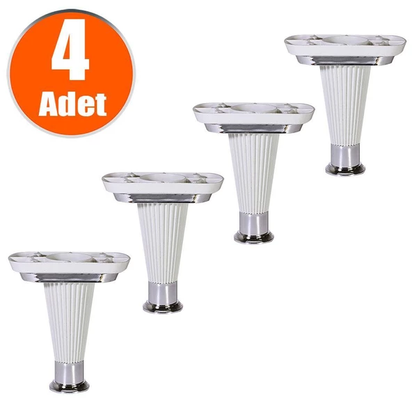 Mobilya Kanepe Puf Sehpa Ayağı Beyaz Krom Baza Ayak 15 Cm (4 ADET)