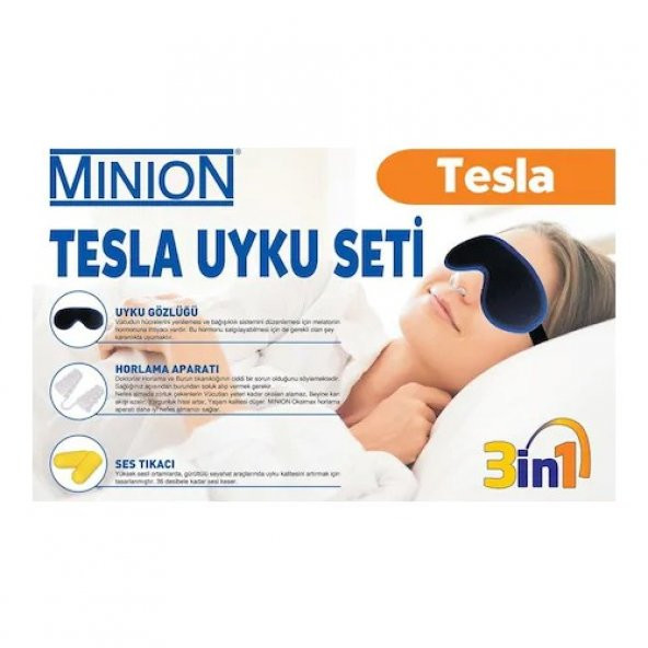 Minion Tesla Uyku Seti Uyku Gözlüğü Horlama Aparatı Ses Tıkacı - 3