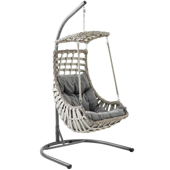 Capri Swing Alaçatı Tekli Rattan Bahçe Salıncağı | Balkon Salıncağı - 5