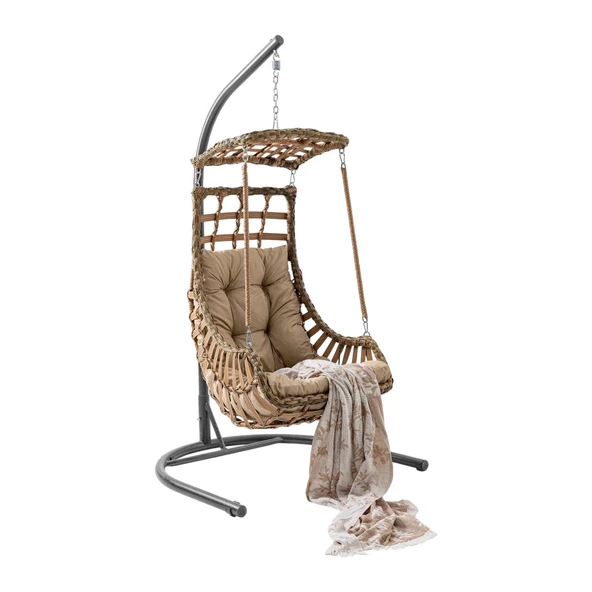 Capri Swing Alaçatı Tekli Rattan Bahçe Salıncağı | Balkon Salıncağı - 3