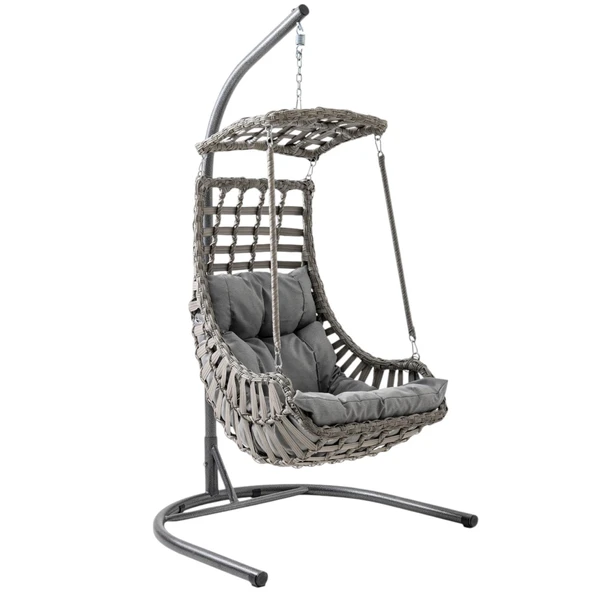 Capri Swing Alaçatı Tekli Rattan Bahçe Salıncağı | Balkon Salıncağı - 9