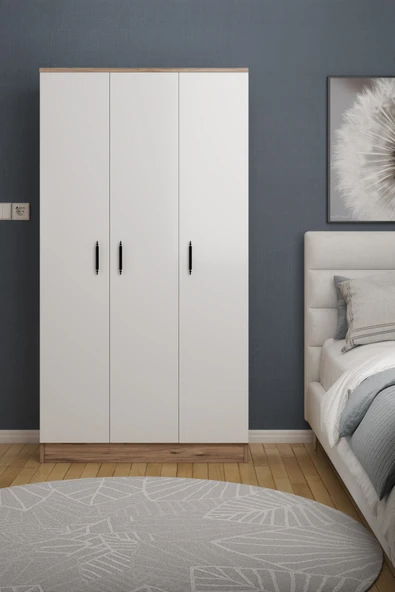 ABETE 3 Kapılı Gardırop (ELBİSE DOLABI-YÜKLÜK-KİLER) / Atlantik Çam-beyaz - 2