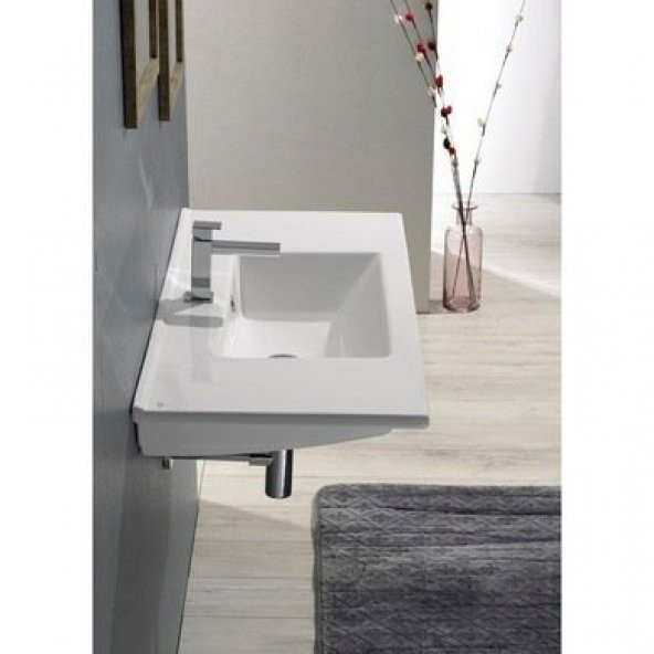Turkuaz Cerastyle Arte Etajer Uyumlu Lavabo 75x45 Cm - 3