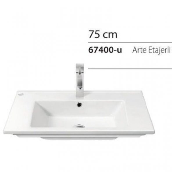 Turkuaz Cerastyle Arte Etajer Uyumlu Lavabo 75x45 Cm - 4