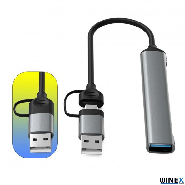 Winex 4in1 UsbA ve Type-C To UsbA 3.01 Çoklayıcı Hub Adaptör - 4