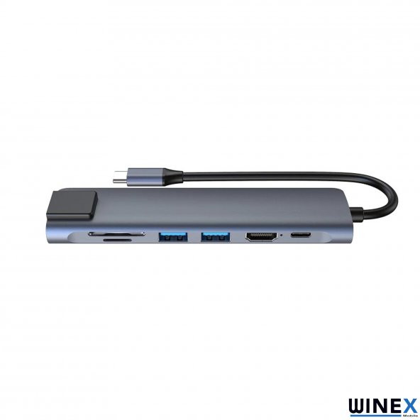 Winex 7in1 USB Type-C Hub Port Adaptör HDMI USB Ethernet PD Girişli - 6
