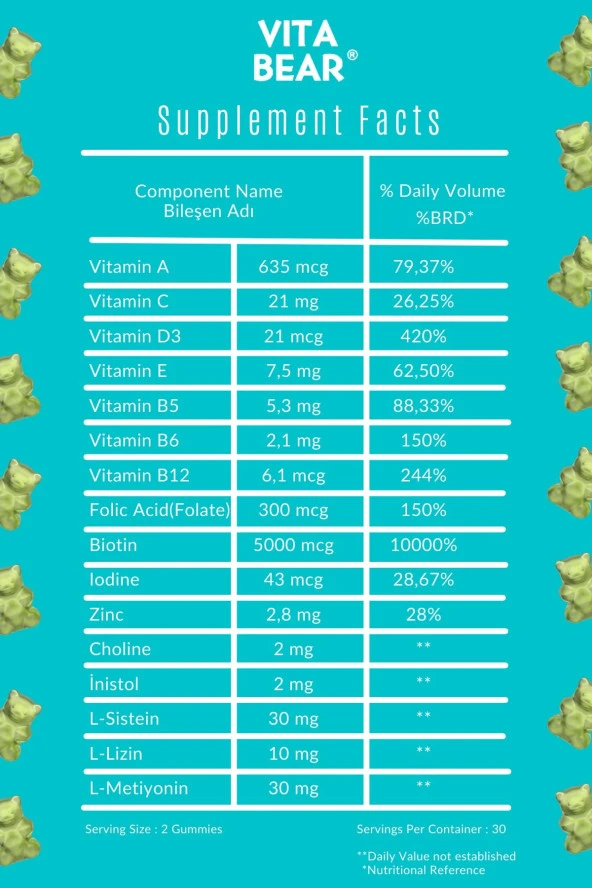 Vitabear Strong Hair Gummy Vitamin 60 Adet - Resim 4