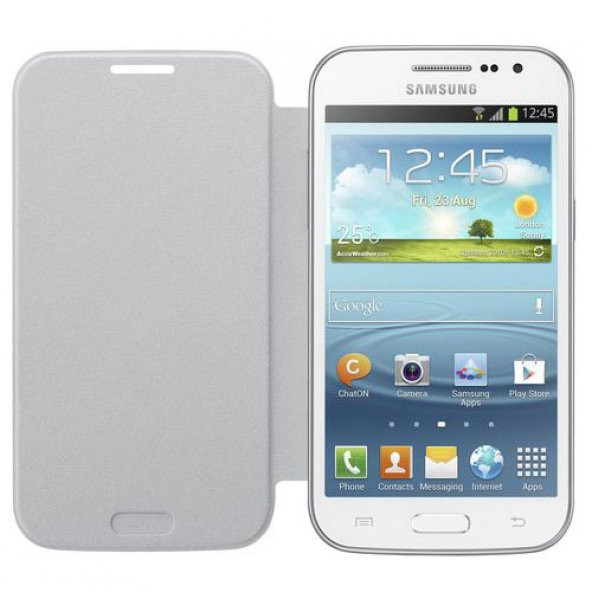 Samsung i8552 Galaxy Win Orjinal Flip Cover Kılıf Beyaz EF-FI855BWEGWW