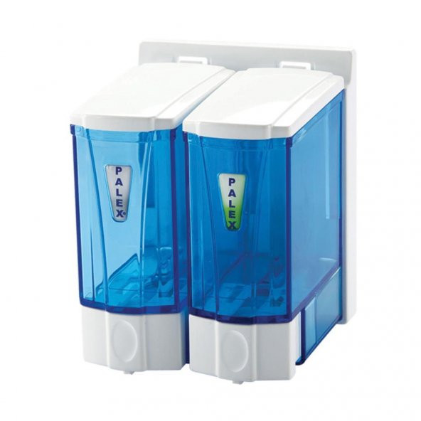 Omnisoft PLX 3564-1 Mini Sıvı Sabun Dispenseri Çiftli 250 ml Şeffaf Mavi