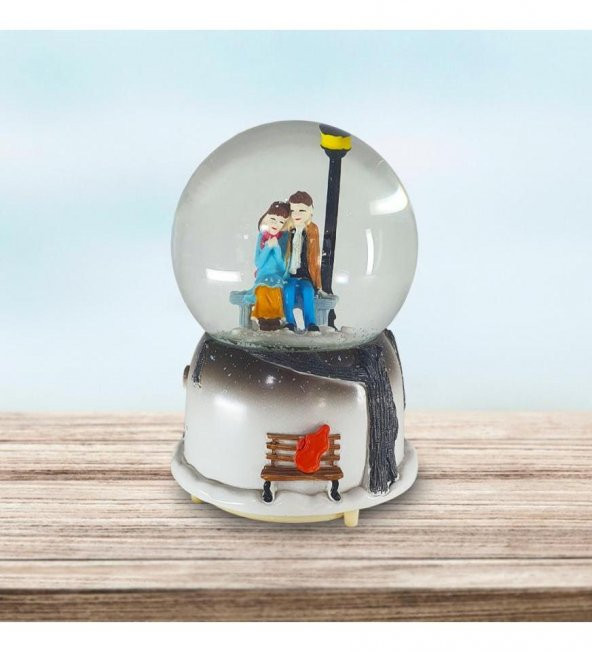 Aşıklar Sokak Lambası Müzikli,Işıklı Büyük Boy Kar Küresi - 3