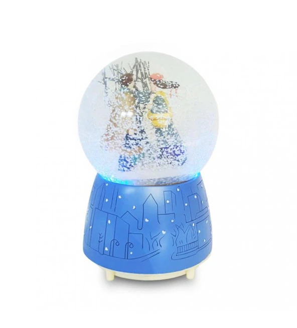 Aşıklar Ağaçlı Müzikli, Işıklı Büyük Boy Kar Küresi - Resim 4