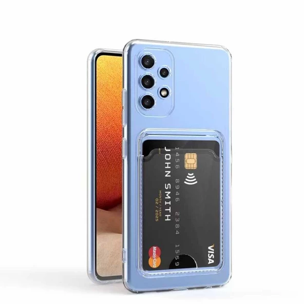 Gpack Samsung Galaxy A52 Kılıf 1 Adet Kartlıklı Şeffaf Silikon Kamera Korumalı