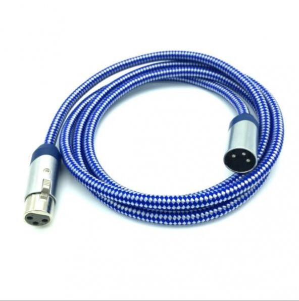 XLR Erkek - Dişi Balanslı Kaliteli Örgülü Kablo - 5 Metre - 2