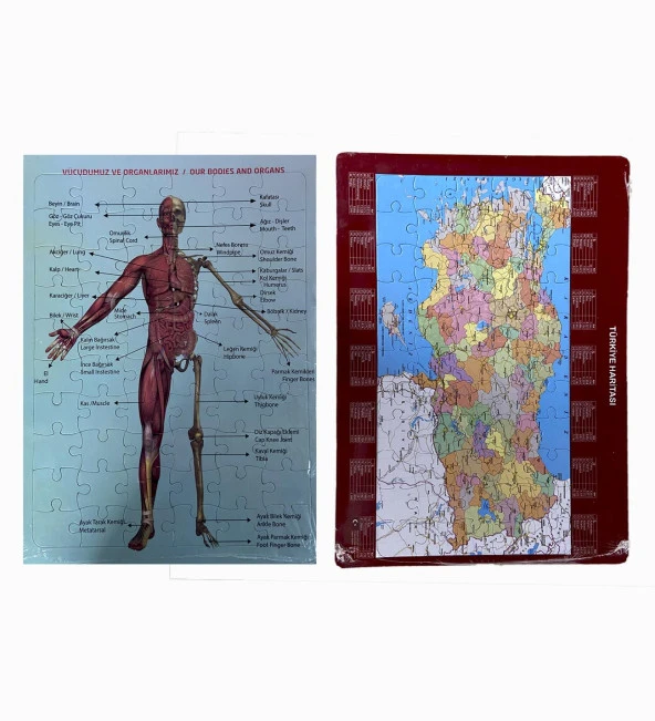 2Li Eğitici Puzzle Set Türkiye Haritası 50 parça ve İnsan Anatomisi 60 parça