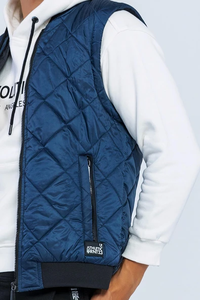 Erkek Regular Fit Bomber Yaka Fermuarlı İçi Polarlı Kapitone Şişme Spor Yelek - 11