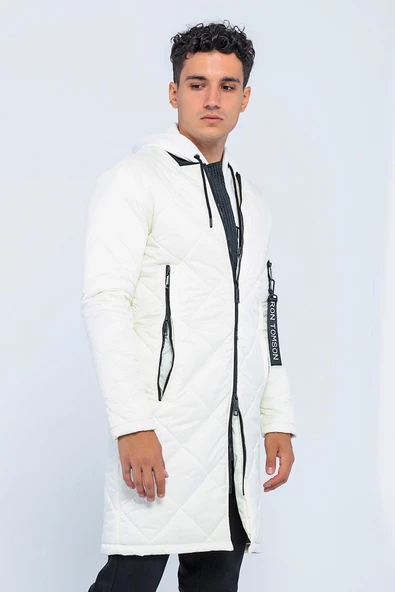 Erkek Regular Fit Kışlık Çok Cepli Çift Yön Fermuarlı Bomber Yaka Uzun Kapitone Şişme Mont - 12