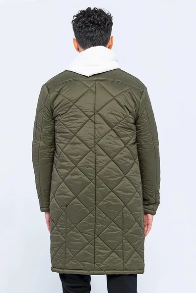 Erkek Regular Fit Kışlık Çok Cepli Çift Yön Fermuarlı Bomber Yaka Uzun Kapitone Şişme Mont - 6