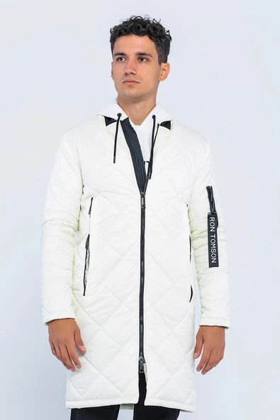 Erkek Regular Fit Kışlık Çok Cepli Çift Yön Fermuarlı Bomber Yaka Uzun Kapitone Şişme Mont - 11