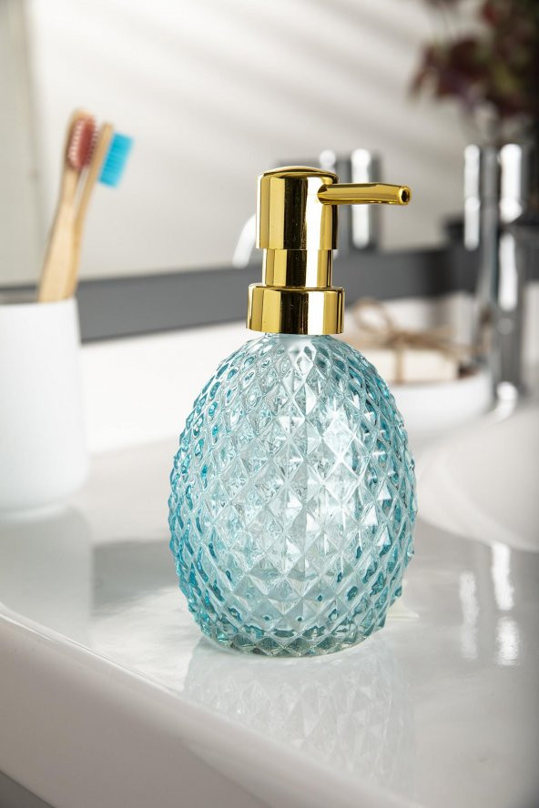 Lana 350 ml Kristal Desenli Cam Renkli Sıvı Sabunluk
