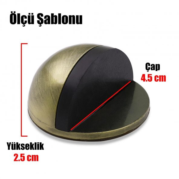 (5 ADET) Yarımay Kapı Stoperi Tamponu Yapışkanlı Metal Kapı Stopu Antik Sarı - Resim 4