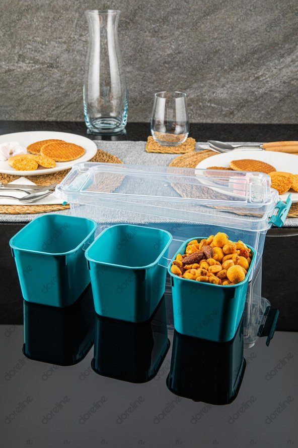 Lupin 3 Bölmeli Organizer Saklama Kabı Meyvelik, Çerezlik 1,8 L